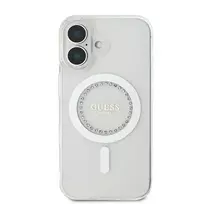 GUESS IML Rhinestone Ring MagSafe Case for iPhone 16 in White