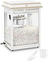 Royal Catering Retro kukurūzų spragėsių aparatas TEFLON 1600 W 5-6kg/h - baltas ir auksinis