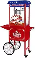 Royal Catering Mobili kukurūzų spragėsių mašina su vežimėliu ant ratų TEFLON 1600W