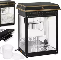 Royal Catering Retro kukurūzų spragėsių aparatas TEFLON 1600 W 5-6kg/h - juodas ir auksinis