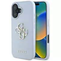 GUESS Case Grained Big 4G Logo Small Classic Logo for iPhone 16 blue