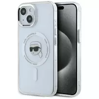 Karl Lagerfeld IML Metal Karl Head MagSafe Case for iPhone 15 Plus, White