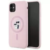 Karl Lagerfeld Silicone Case, Karl AND Choupette MagSafe for iPhone 11, pink