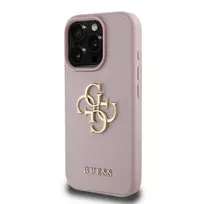 GUESS PU Grained 4G Metal Logo Case for iPhone 16 Pro in Pink
