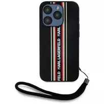Karl Lagerfeld Saffiano Athleisure Stripe Cord Phone Case for iPhone 15 Pro, red