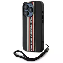 Karl Lagerfeld Saffiano Athleisure Stripe Cord Phone Case for iPhone 15 Pro Max, red