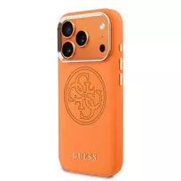 GUESS PU Perforated 4G phone case for iPhone 17 Pro, orange