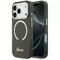 GUESS IML Script Metal Phone Case with MagSafe Support for iPhone 17 Pro Max, Black