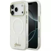 GUESS IML Shell Script phone case with MagSafe support for iPhone 17 Pro Max, white