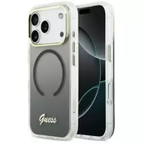 GUESS IML Gradient Script Metal phone case with MagSafe support for iPhone 17 Pro, black