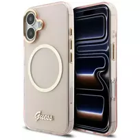 GUESS IML Script Metal phone case with MagSafe support for iPhone 17 pink