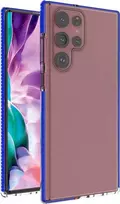 Hurtel Spring dėklas su spalvotu rėmeliu skirtas Samsung Galaxy S22 Ultra, tamsiai mėlynas