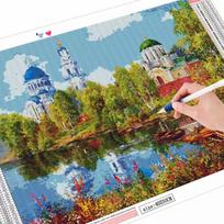 5D „pasidaryk pats“ deimantinis tapybos laivas Upės kalnų krištolų nuotraukos, pilno kvadratinio / apvalaus deimantinio siuvinėjimo namo mozaikos rinkinys Full Round (20X30CM)