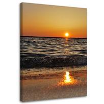 Spaudinys ant drobės Sunset beach sea 60x90 oranžinė