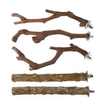 Paukščių laktos stovas Natūralus medinis stovas Šaka Kramtukas Treniruoklis Laipiojimo žaislas Paukščių narvas 5 piece set