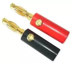 Oem 4 mm bananiniai kištukai - pora - paauksuoti / prisukami kontaktai su korpusu