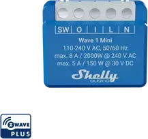 Shelly Qubino Wave 1 Mini 1-kanalo 8 A išmanusis jungiklis su sausais kontaktais