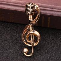 1 vnt. muzikinės sagės mikrofono smeigtukas – stilingas sidabrinis/auksinis aksesuaras muzikantams ir muzikos mylėtojams Zinc Alloy auksas