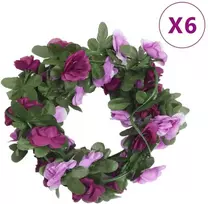Gėlių girliandos, 6vnt., šviesiai violetinės, 250cm