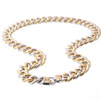 Hip Hop Stainless Steel Cuban Link Chain Men Necklace Silver Gold Color Heavy Lock Jewelry 15mm 16-40 Inch Drop Shipping 45CM
