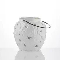 Myhome Keraminis žibintas Tropic 15,5 x 15,5 x 15,3 cm baltas MANO NAMAI