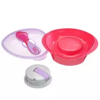 VITAL BABY NOURISH dubenėlis su siurbtuku, dangčiu ir šaukšteliu FIZZ, rožinis