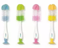 Baby Ono BABYONO buteliukų ir žindukų šepetys su kempinėle ir siurbtuku