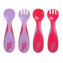 VITAL BABY 6+ mėn. įrankių komplektas NOURISH Chunky Cutlery Set Fizz, rožinis, 2 vnt.