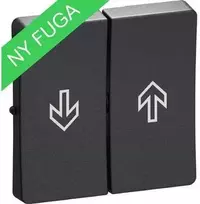 LAURITZ KNUDSEN Fuga® Tangent 0.5 žaliuzių jungiklio modulis (rinkinys) su rodykle aukštyn/žemyn, tamsiai pilkos spalvos, naujam 16A modeliui.