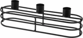KOOPMAN Home Styling Collection Žvakidė Metalinė Juoda 3 Žvakėms 29,5x8,5x9,5 cm