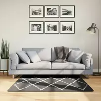 Shaggy tipo kilimas, juodas ir kreminis, 120x120cm