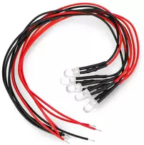 Oem LED 5mm 12V su rezistoriumi ir laidu - baltas - 5 vnt