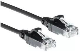 ACT juodas 2 metrų LSZH U/UTP CAT6 duomenų centro plonas jungiamasis kabelis su RJ45 jungtimis CAT6 U/UTP SLIMLINE BK 2.00M (DC9902)