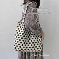 2025 Nordic Polka Dot Canvas Tote Bag - Japanese & Korean Style for College Students