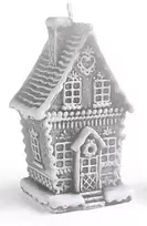 Mondex GINGERBREAD COTTAGE žvakė maža 8.5x8.5x14cm parafino pilka