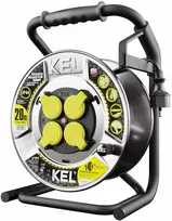 KEL HAEVY LINE ritės ilgintuvas 20m H05RR-F 3x1.5 4xGS /+terminis saugiklis/ 16A IP44 juodas