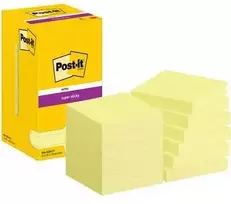 Lipnūs lapeliai 3M Post-it® Super Sticky 76mmx76mm 12vnt. po 90 lapelių, geltonos spalvos