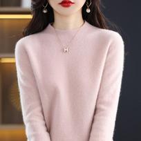 Moteriškas megztinis 100% merino vilna žieminis megztas puloveris rudeninis džemperis moteriški megzti viršutiniai drabužiai ilgomis rankovėmis S rožinė