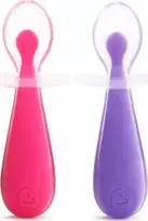 MUNCHKIN 6+ mėn. silikoninis treniruočių šaukštelis SCOOP, rožinis/violetinis, 2 vnt.