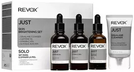 Odos skaistinimo rinkinys „Revox B77“: dieninis paakių serumas su kofeinu 5 %, 30 ml + antioksidantinis serumas veidui su vitaminu C 2 %, 30 ml + tonizuojantis serumas veidui su glikolio rūgštimi 20 %, 30 ml + skvalanas, šalinantis nešvarumus, valomasis kremas, 30 ml.