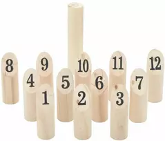 Žaidimo Number Kubb rinkinys su krepšiu, 13 dalių, pušis