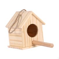Dekoratyvus medinis paukščių namelis su stulpu, veisimo dėžutė, kabinamas lauko sodui, sinylai 12.5cmx12cmx15.5cm