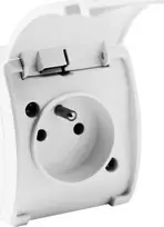 Vieno paviršiaus montuojamas lizdas su įžeminimu, sklendė VIPLAST KOALA Baltas IP44 161-01