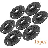 15 vnt. 1/2  grindų flanšai, namų kaliojo ketaus vamzdžių jungtys, pramoninio vintažinio stiliaus flanšai su sriegiuota skylute 15pcs