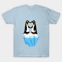 Men Black Print T-shirt Penguine Love No-Cut Transfer Paper Print Cotton Tshirt S šviesiai mėlyna spalva