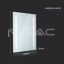 Sieninis šviestuvas V-tac Veidrodis su 7W LED apšvietimu, chromo sp., 6400K