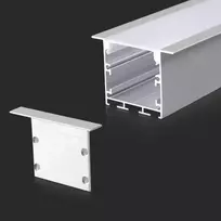 V-tac LED įleidžiamas profilis, baltas, 2m, su dangteliu ir montavimo priedais