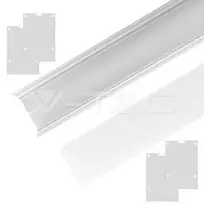 V-tac LED paviršinis profilis, baltas, 2m, su dangteliu ir montavimo priedais