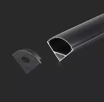 V-tac LED kampinis profilis, juodas, 2m, su dangteliu ir montavimo priedais
