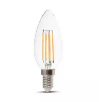 V-tac 4W LED filamentinė lemputė, E14, žvakės formos, gintaro sp., 2200K